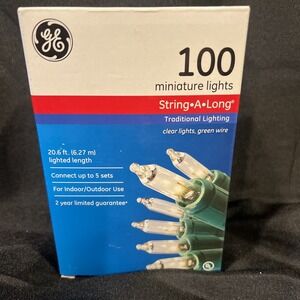 GE 100 Miniature Lights Clear Lights White Wine NIB